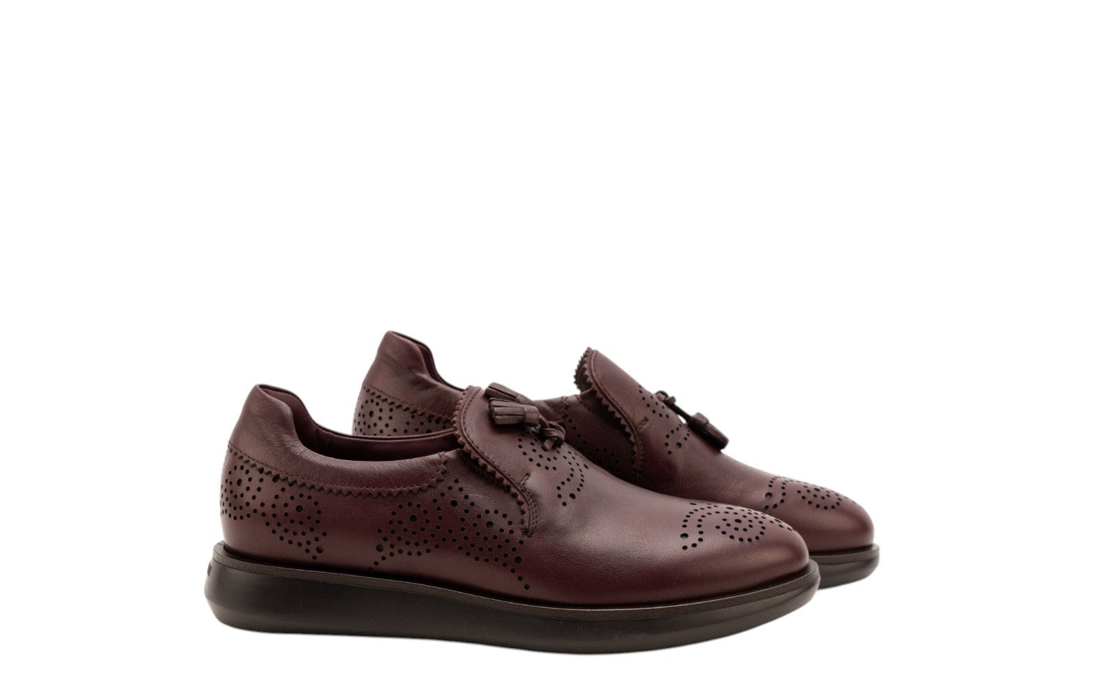 1020$ GIORGIO ARMANI Shoes Tassel Loafers Brogue Wine Leather 6 UK  7 US  40 IT
