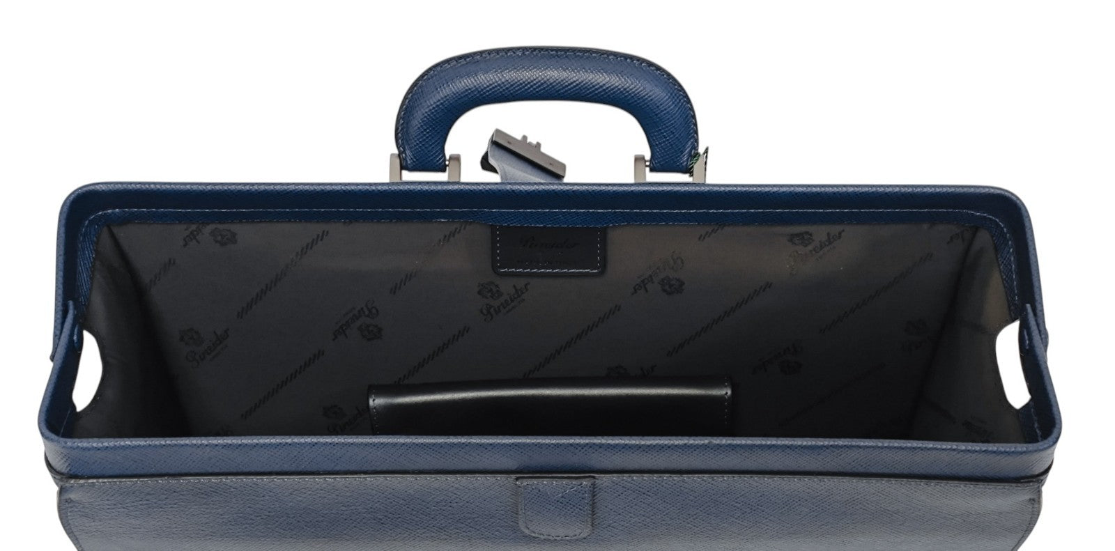 1530$ PINEIDER FIRENZE 1774 Diplomatic Briefcase Work Bag Blue Saffiano Calf