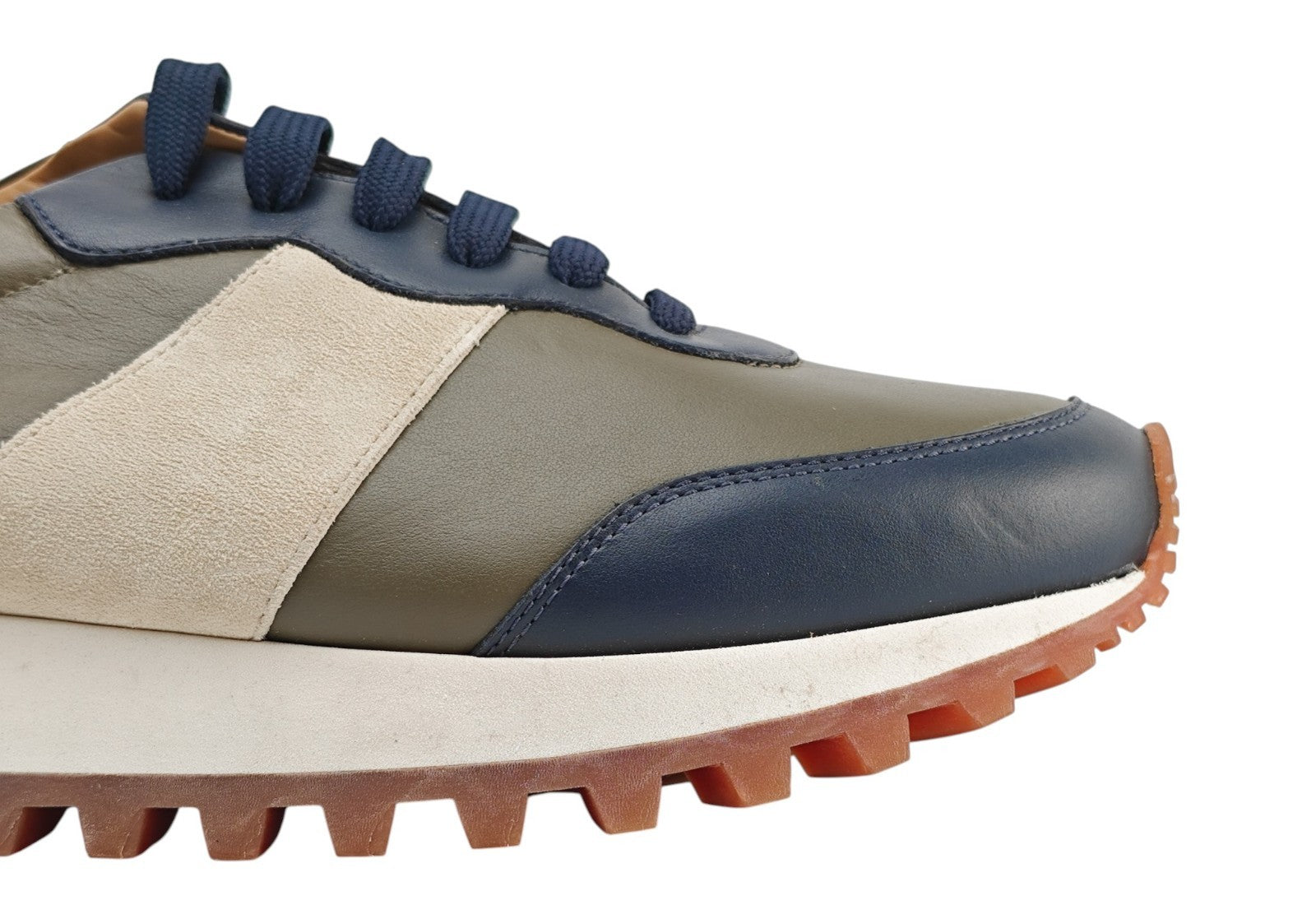 850$ TESTONI Sneaker Shoes Calf Navy / Fir Tree / Ivory  8 UK / 9 US / 42 IT
