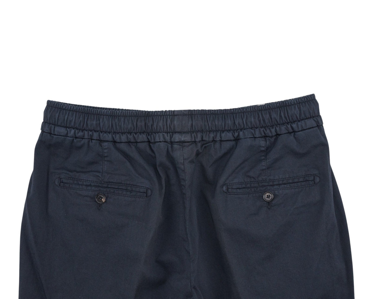 1050$ ISAIA NAPOLI Dark Blue Drawstring Pant Cotton Tapered Fit 34 US / 50 IT