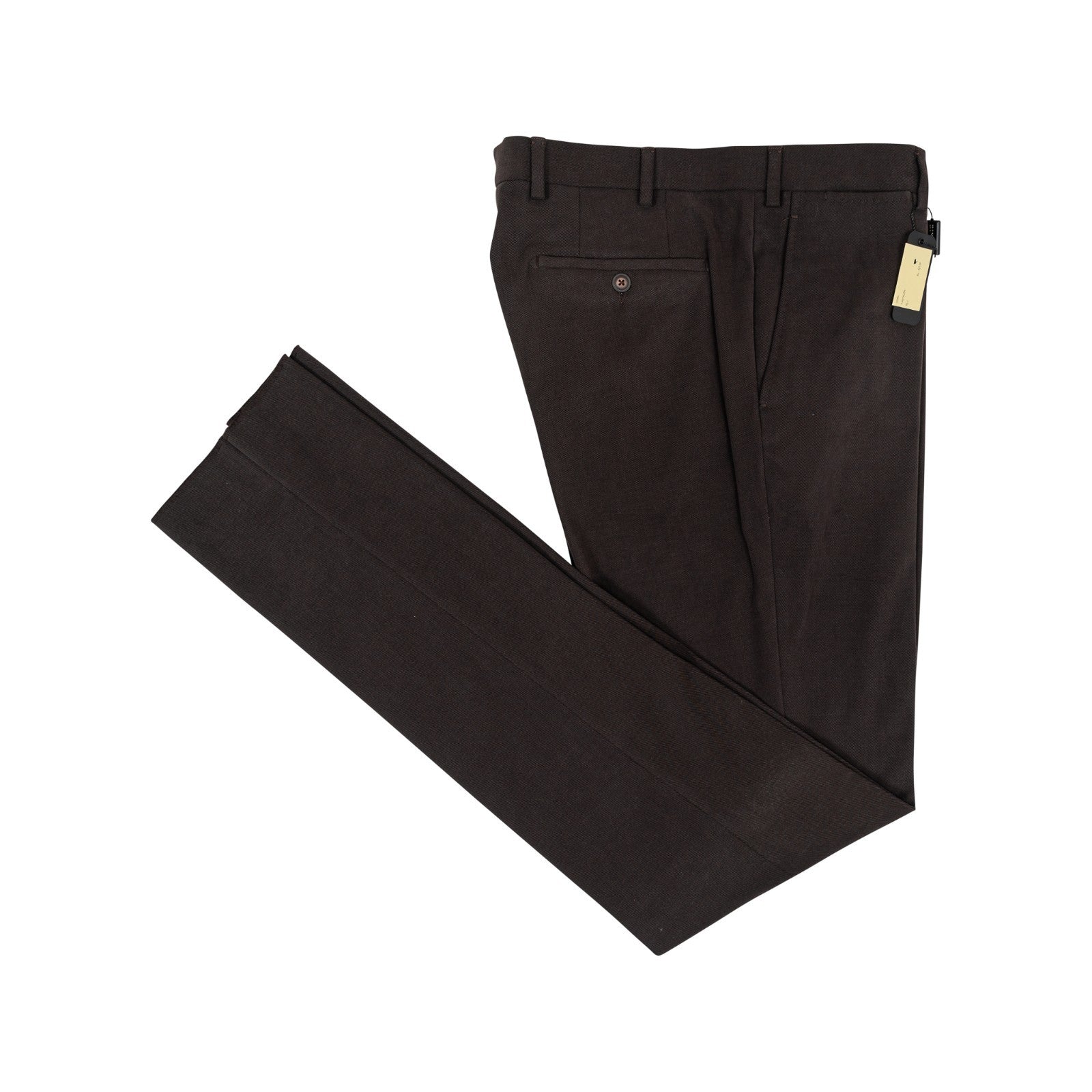 625$ RUBINACCI NAPOLI Dark Brown Dress Pant Cotton Twill 34 US / 50 EU