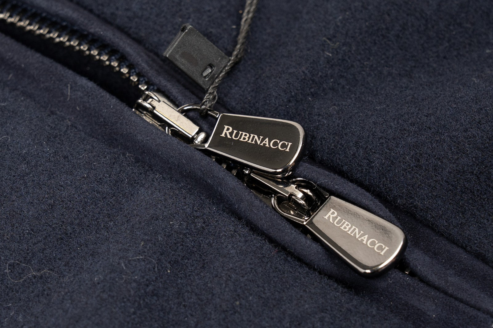 $2600 RUBINACCI Blue Hooded Tracksuit LORO PIANA Wool Cashmere + Leather Details