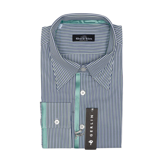 850$ LUXURY GERLIN Shirt + Silk Details Striped Cotton 16-41 - 7N BIJAN