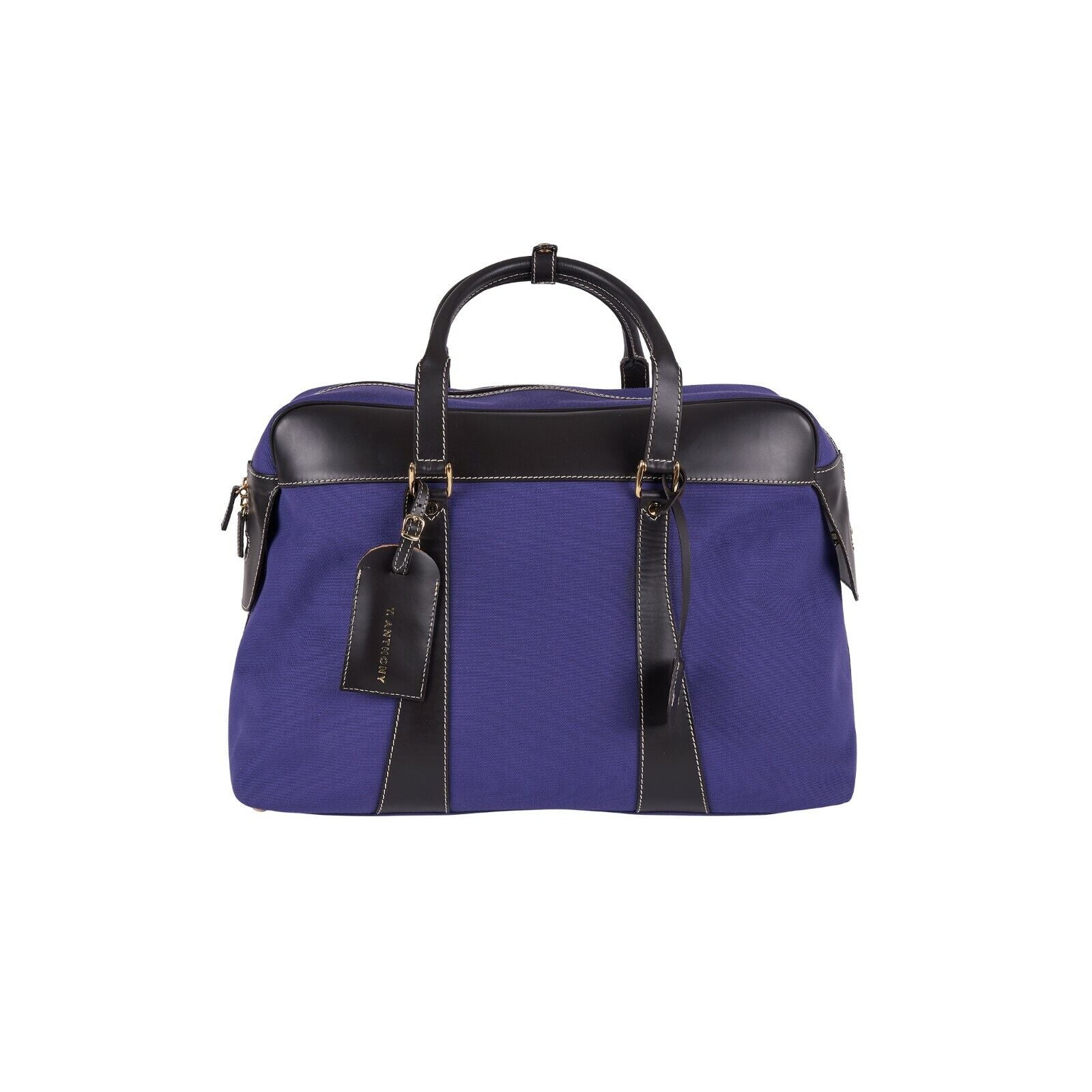 $880 LUXURY T.ANTHONY NEW YORK Violet Duffle Bag Weekender Travel Leather Canvas