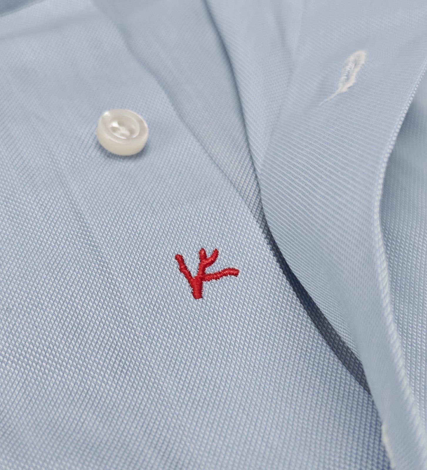 780$ ISAIA NAPOLI "Mix" Dress Shirt Blue Solid Oxford Cotton 15.5 - 39