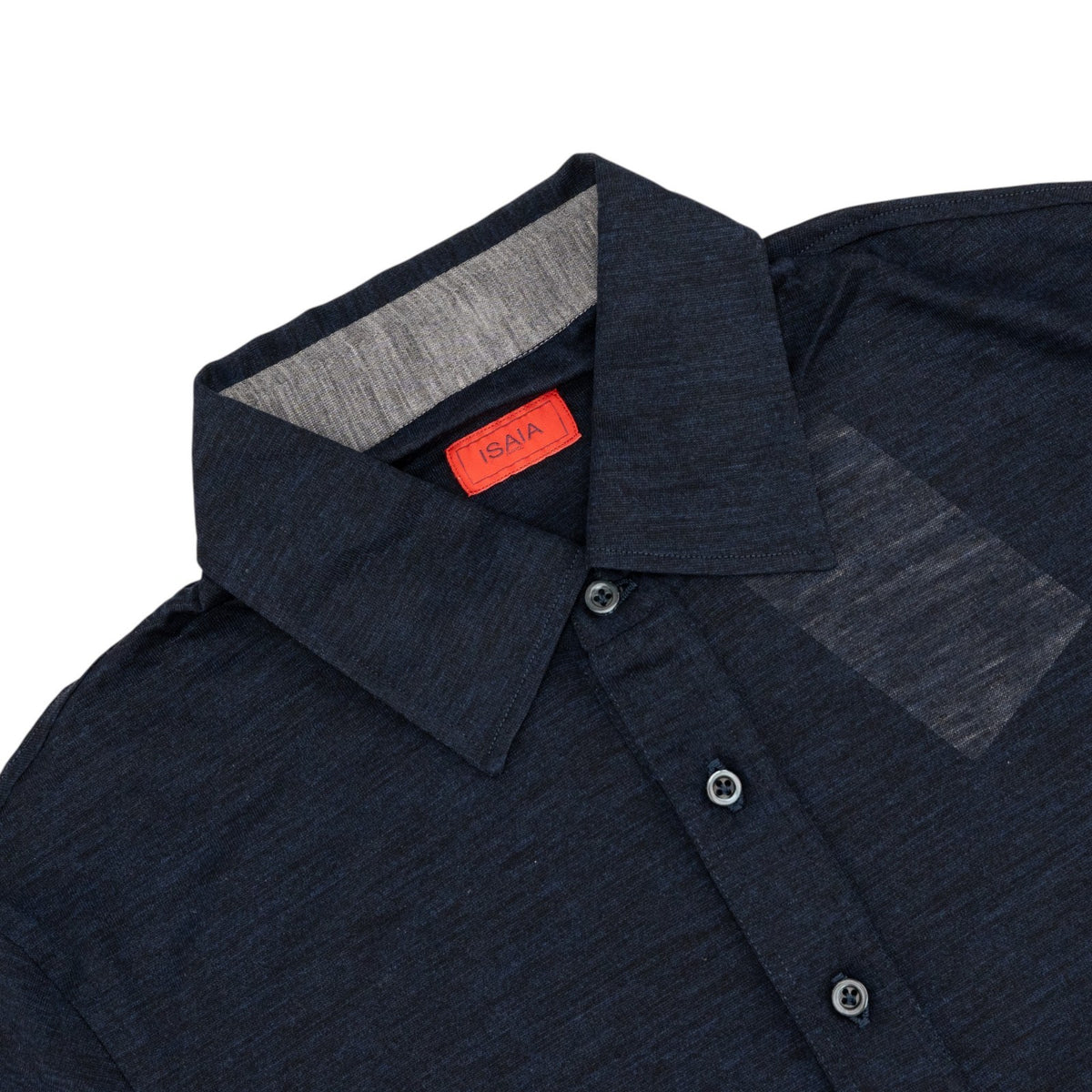 1050$ ISAIA NAPOLI Midnight Blue Handmade Polo Long Sleeve Fine Wool Size XS