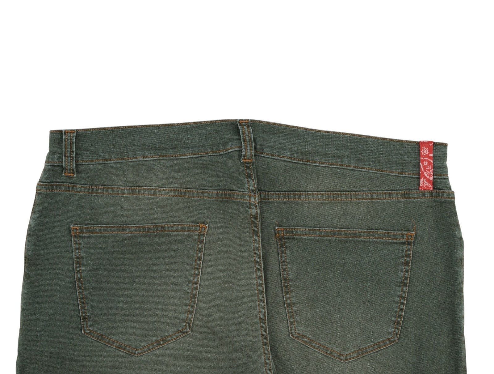 690$ ISAIA NAPOLI Washed Green Denim Jeans 5 Pockets Cotton Slim 40 US / 56 IT