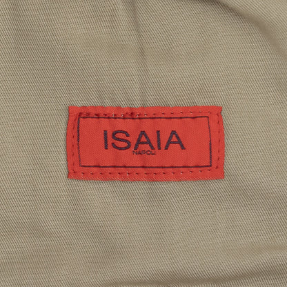 900$ ISAIA NAPOLI Beige Short Drawstring Pant Cotton - Linen Relaxed Fit
