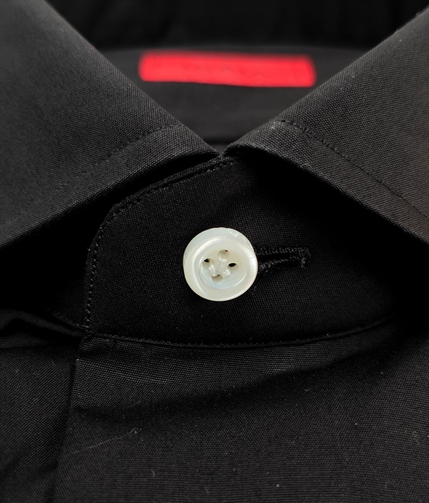 730$ ISAIA NAPOLI "Mix" Black Solid Dress Shirt Fine Cotton Hand-Sewn