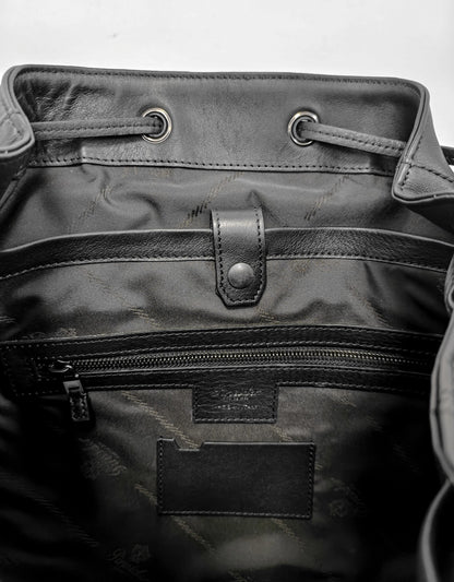 2200$ PINEIDER FIRENZE 1774 Black Calf Multiple Backpack Travel Weekender XL