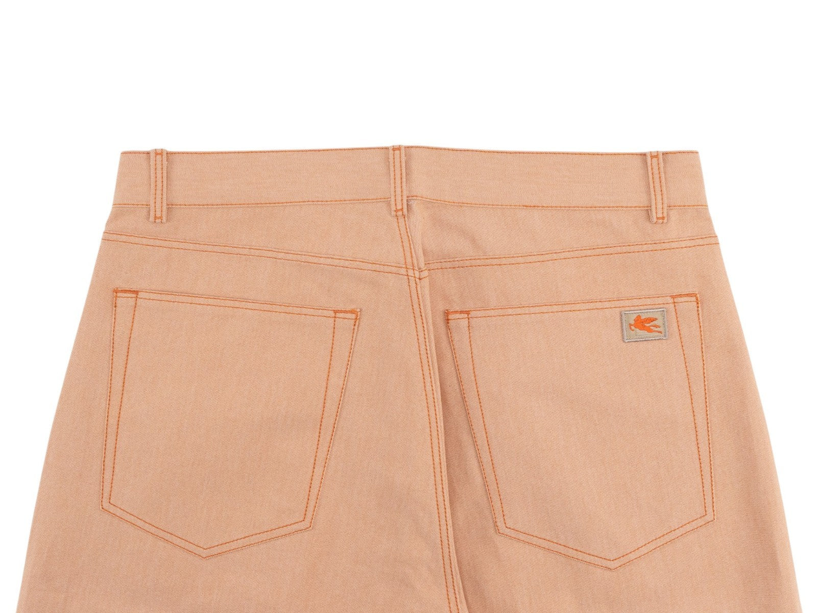 850$ ETRO MILANO Salmon Pink Cotton Denim Regular Wide Leg - Made in Italy