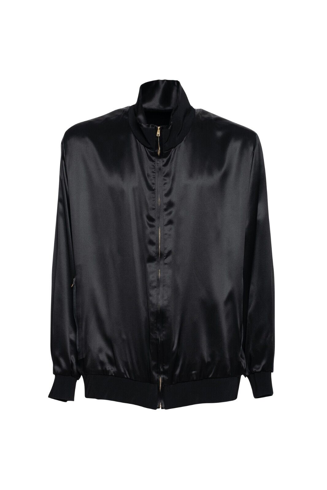 2000$ ITALO FERRETTI Bomber Jacket TOTAL BLACK 100% Silk SATIN 40 US 50 EU BIJAN
