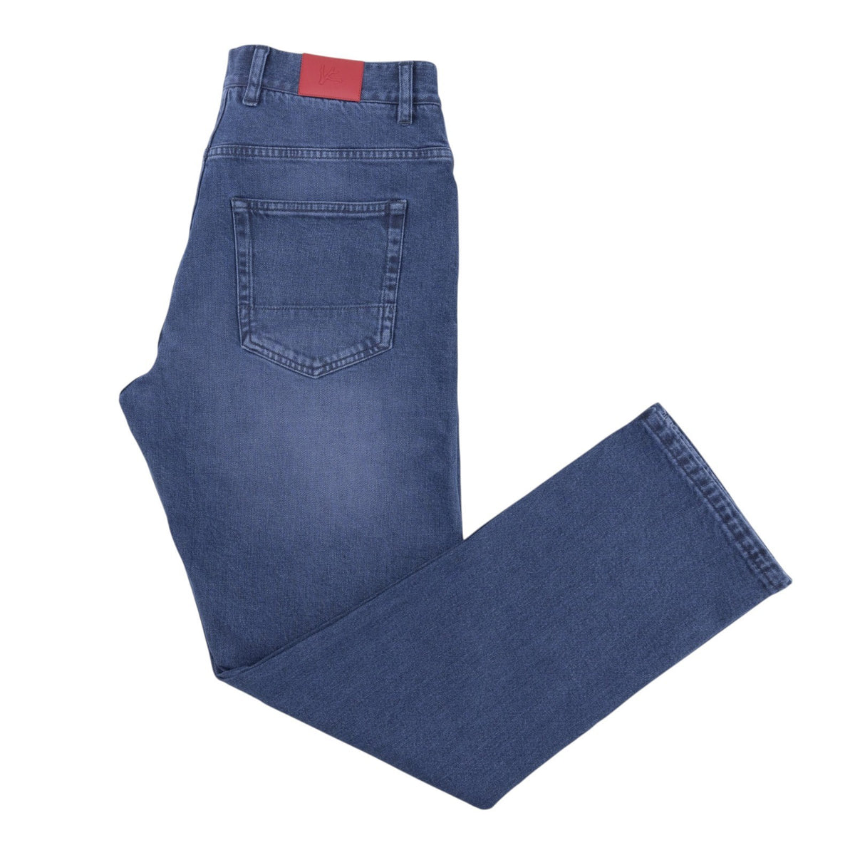 795$ ISAIA NAPOLI "Forcella" Blue Denim Jeans Pant Cotton Wide Fit 32 US /48 EU