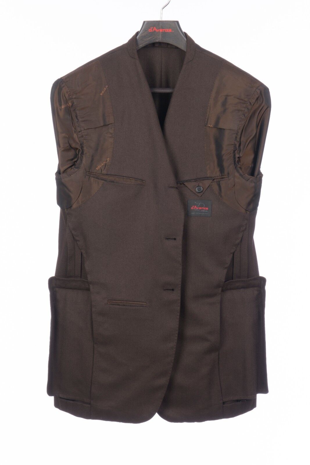 $2425 D'AVENZA Brown Cashmere Silk Jacket Blazer Hand-Sewn in Italy 42 US 52 EU