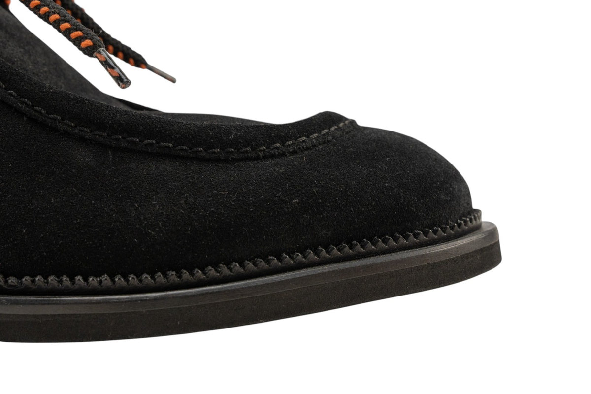 1100$ TESTONI Derby Oiled English Suede Rubber Black 8 UK / 9 US / 42 IT