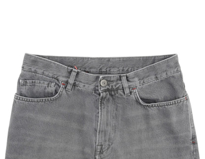 795$ ISAIA NAPOLI "Chiaia" Gray Denim Jeans 5 Pocket Pant Cotton 32 US / 48 EU