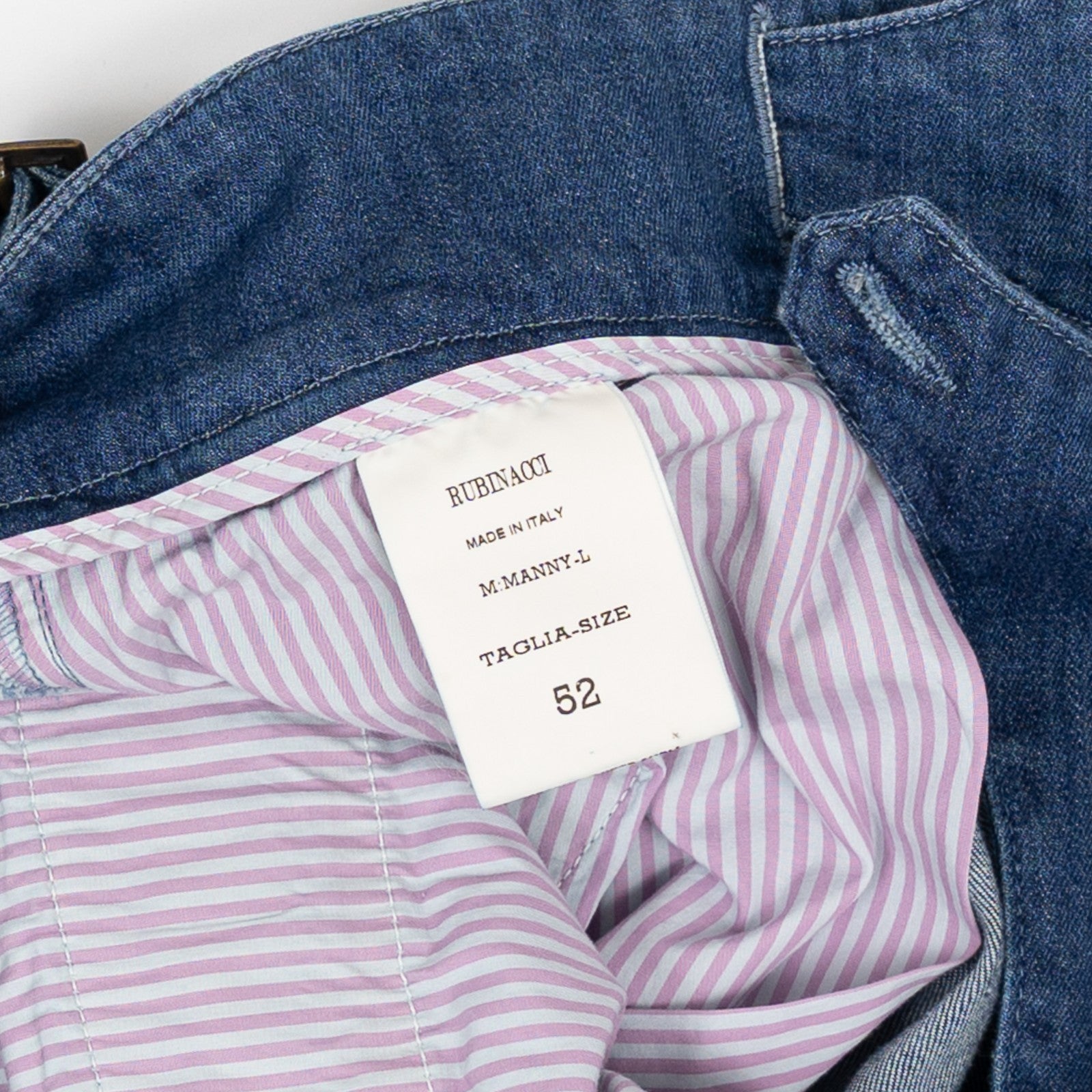 670$ RUBINACCI NAPOLI "Manny" Blue Pant City Jeans Stretch Cotton 36 US / 52 EU
