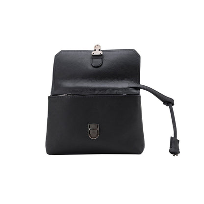 $390 Testoni Bologna Black Easy Calf Hand Clutch Bag Padlock with Keys