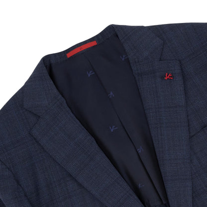 $6700 ISAIA "Sanita" Blue Suit Wool Glen Plaid Comfort Project 42 US / 52 EU 7R