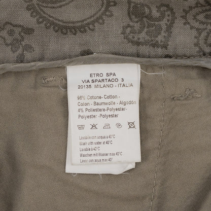 780$ ETRO MILANO Taupe Gray Fine Cotton Pant Straight Leg Made in Italy