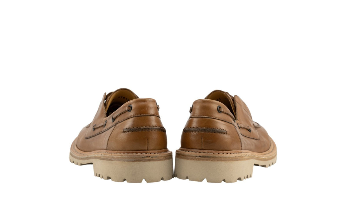 900$ TESTONI Ferrara Boat Loafer Shoes Antique Calf Caramel 8 UK / 9 US / 42 IT