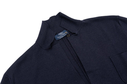 $1650 FEDELI CASHMERE Blue Navy Cardigan Jacket Superfine Wool 140's