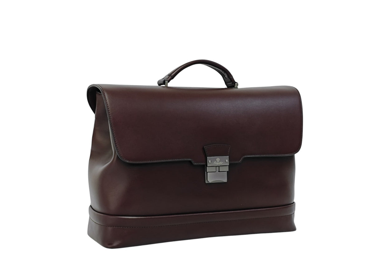 1240$ PINEIDER FIRENZE "Metro Smooth" Calf Briefcase Work Doctor Bag Burgundy