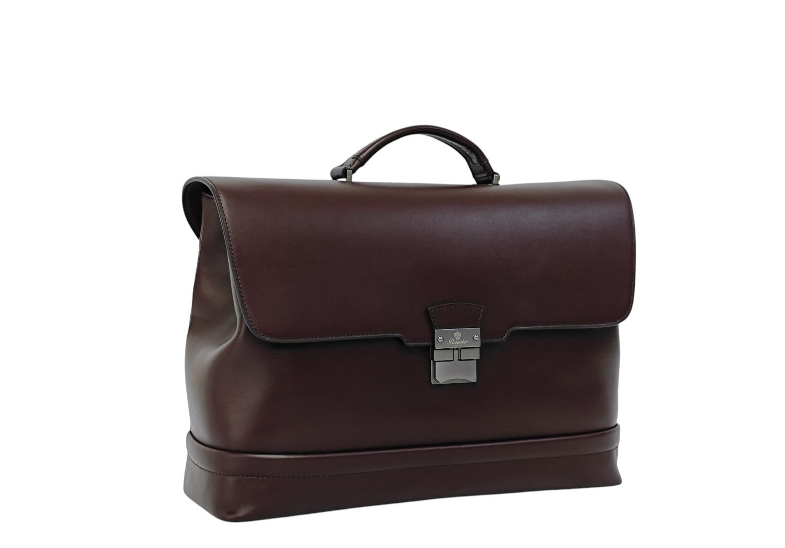 1240$ PINEIDER FIRENZE "Metro Smooth" Calf Briefcase Work Doctor Bag Burgundy