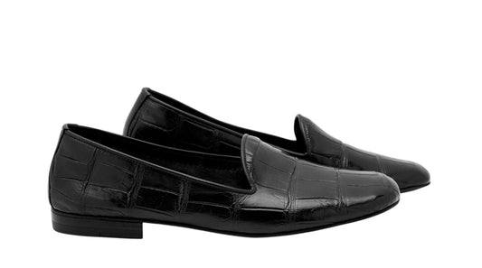 4000$ MARTEGANI 1891 Loafer Slip-On Shoes 100% ALLIGATOR Black  8 UK 9 US  42 IT