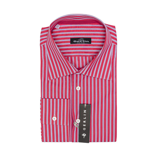 690$ LUXURY GERLIN Shirt Striped Dark Pink ALUMO Cotton 16 - 41 2C ZILLI