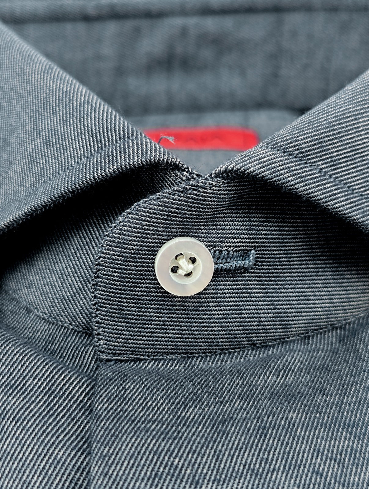 780$ ISAIA NAPOLI "Mix" Blue Dress Shirt Hand-Sewn Twill Cotton - Silk
