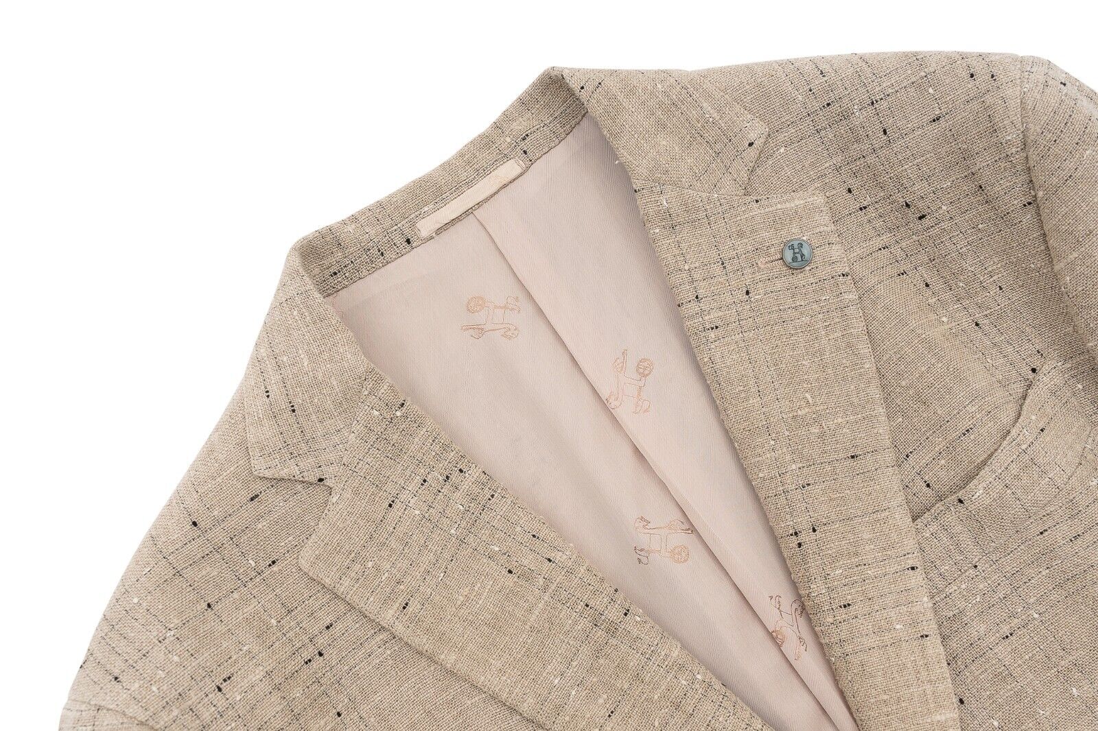 $1500 EIDOS by ISAIA NAPOLI Beige Jacket Sport Coat Irish Linen