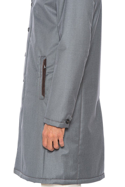 $4200 HETTABRETZ Gray Coat Wool Leather Silk Water-resistant 40 US / 50 EU Slim