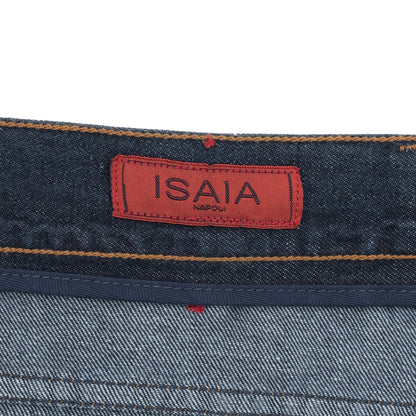 795$ ISAIA NAPOLI Blue Denim Jeans Pant Cotton Linen Regular Fit 44 US / 60 EU