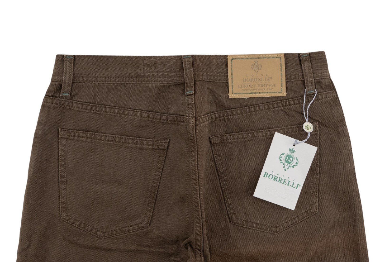 415$ LUIGI BORRELLI NAPOLI Brown Denim Jeans Pant Cotton 34 US / 50 EU - Regular