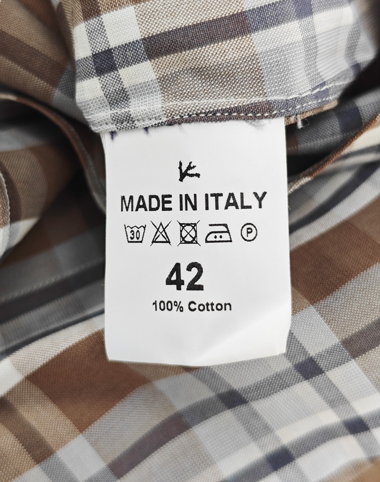 730$ ISAIA "Milano" Dress Shirt Brown Checks Hand-Sewn Fine Cotton 16.5 - 42