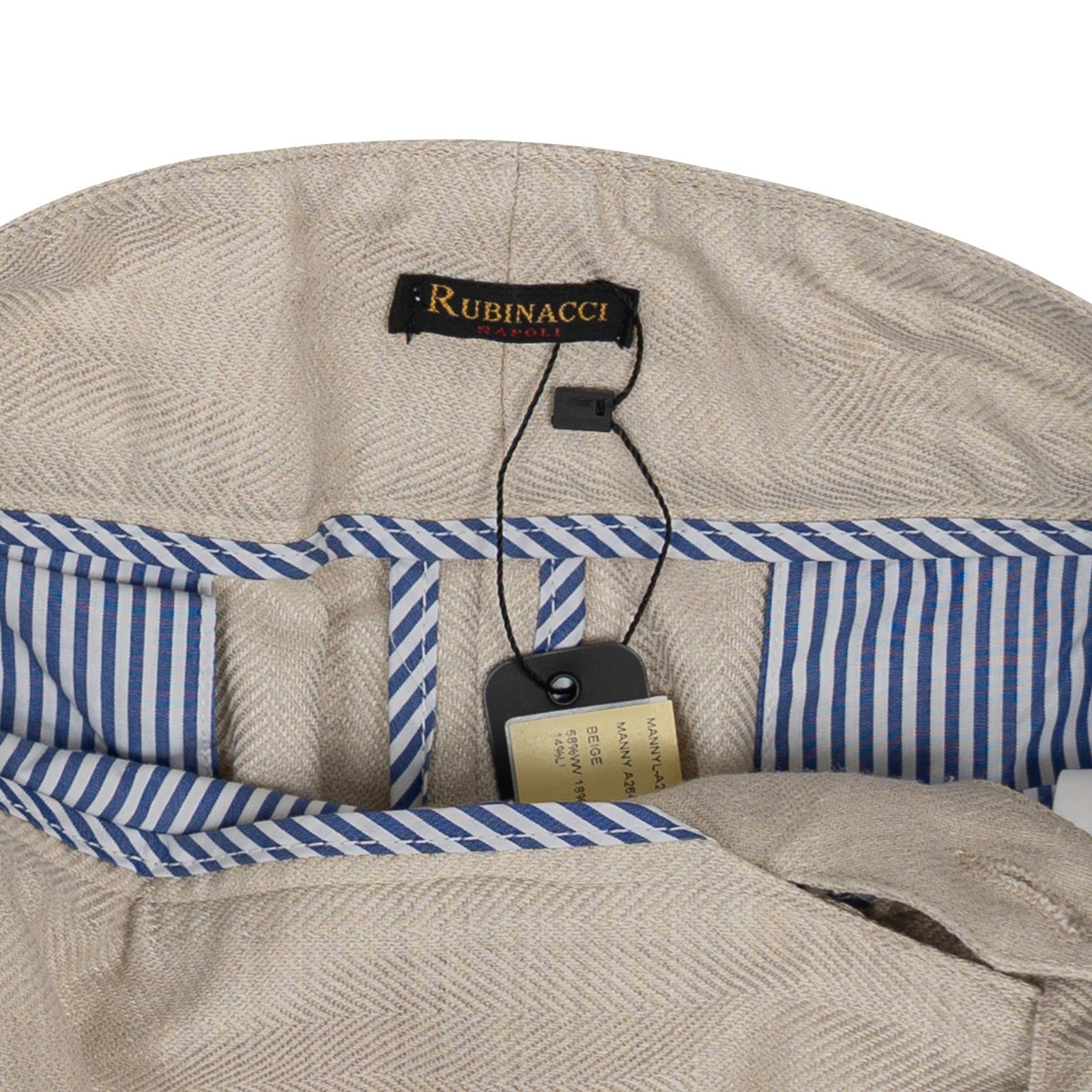 670$ RUBINACCI NAPOLI "Manny" Ivory High Rise Pant Wool Silk Linen 28 US / 44 EU