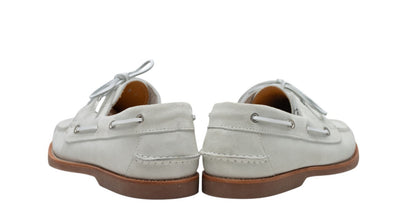 900$ TESTONI Boat Loafer Shoes Casual Suede Calf White 8 UK / 9 US / 42 IT