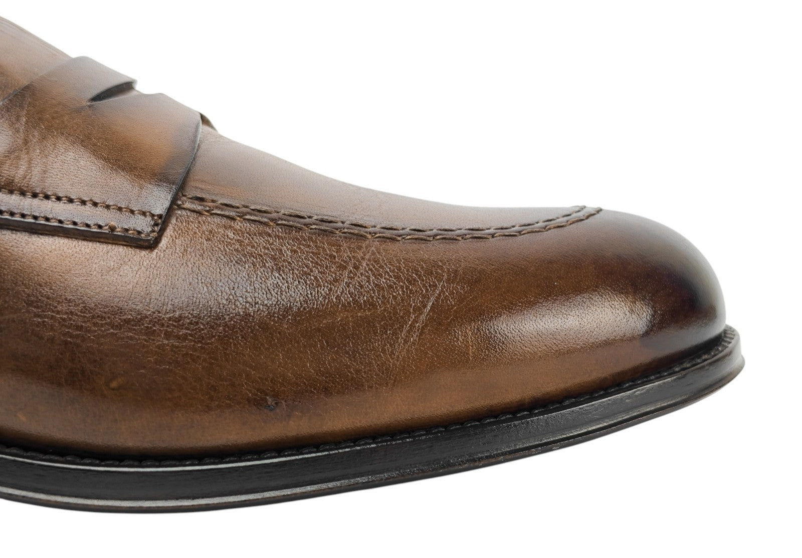 1250$ TESTONI Loafer Shoes Antique Lux Calf Caramel 8 UK / 9 US / 42 IT