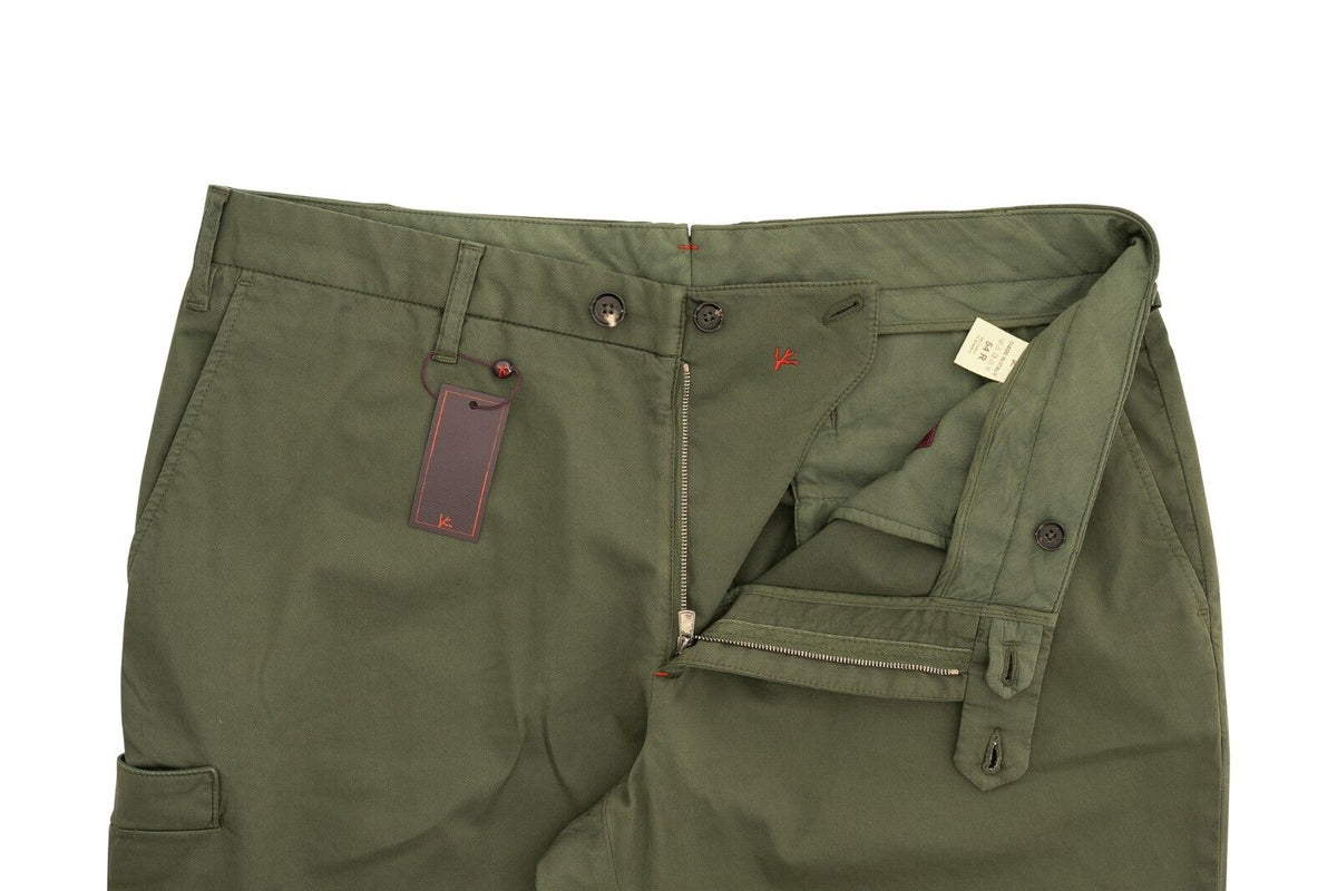 650$ ISAIA NAPOLI Green Chino Sport Short Pant Cotton Made in italy