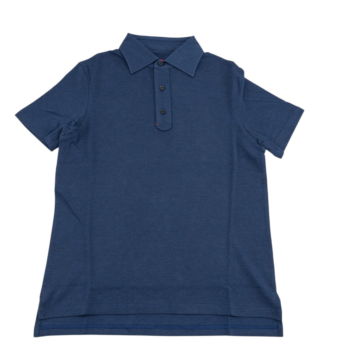575$ ISAIA NAPOLI Garment Jersey Cotton Polo Short Sleeve Blue