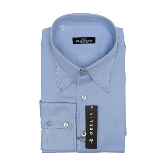 690$ LUXURY GERLIN Shirt Blue POINT ALUMO Cotton 16 - 41 10AB ZILLI