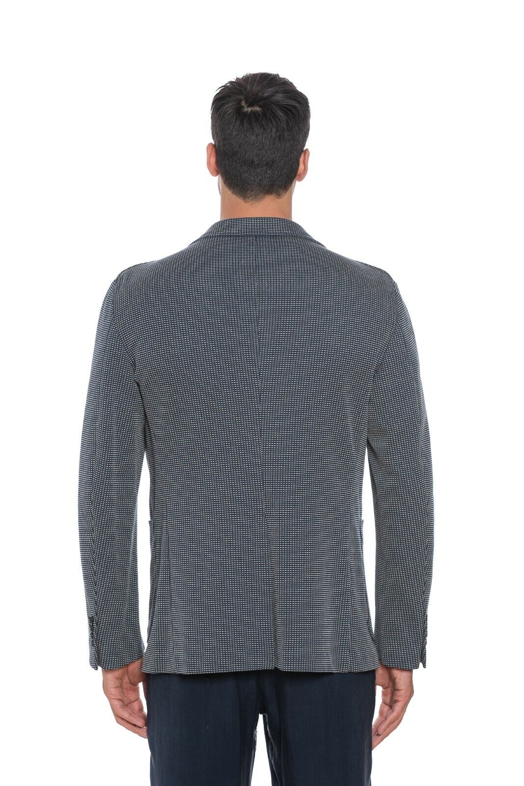 1750$ BELVEST Jacket Blazer Blue Heavy Cotton Geometric 44 US / 54 EU 8R