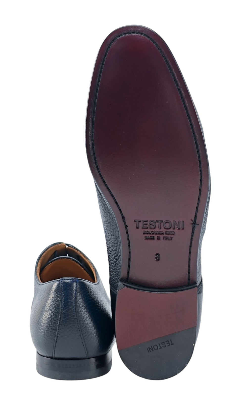 1200$ TESTONI "Portonovo" Blue Derby Shoes Soft Deerskin 8 UK / 9 US / 42 IT