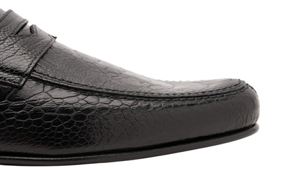 2200$ CORTINA Penny Loafers Shoes Black 100% Ostrich Leather 9 UK / 10 US  43 IT