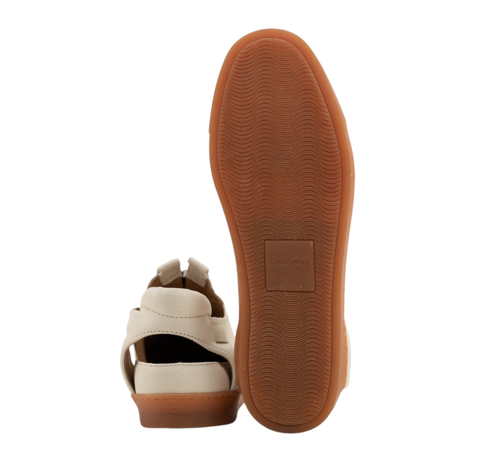 1450$ GIORGIO ARMANI Runway Sandal Zip Shoes With Cut-Outs Ivory Leather