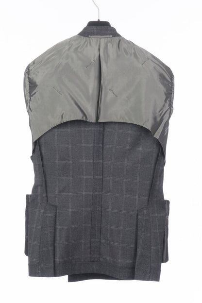 $1680 D'AVENZA Grey Wool Windowpane Jacket Blazer DB Sewn in Italy 40 US / 50 EU