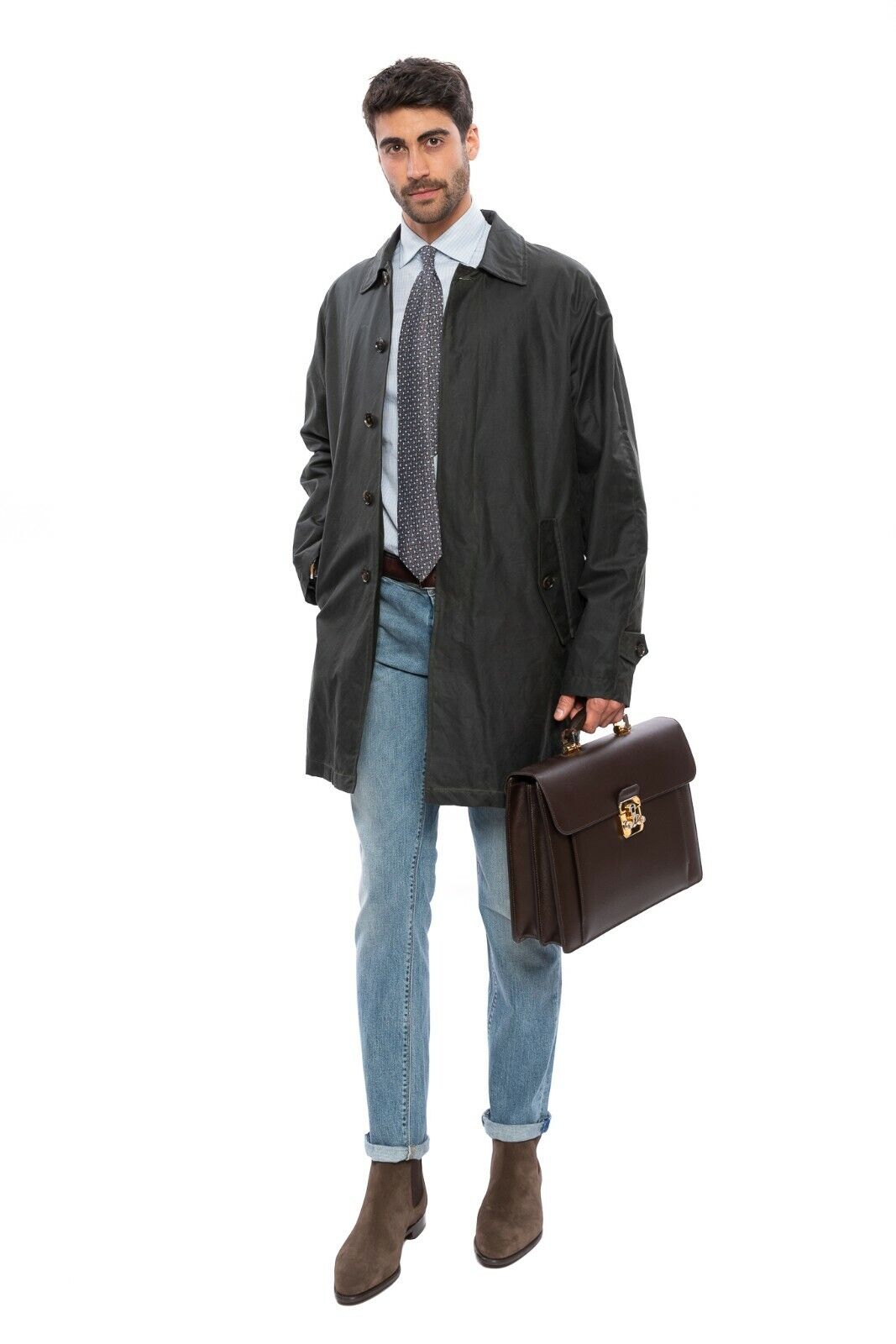 720$ BARACUTA G10 Winter Trench Coat Green Wax Cotton by Stevensons of Scotland