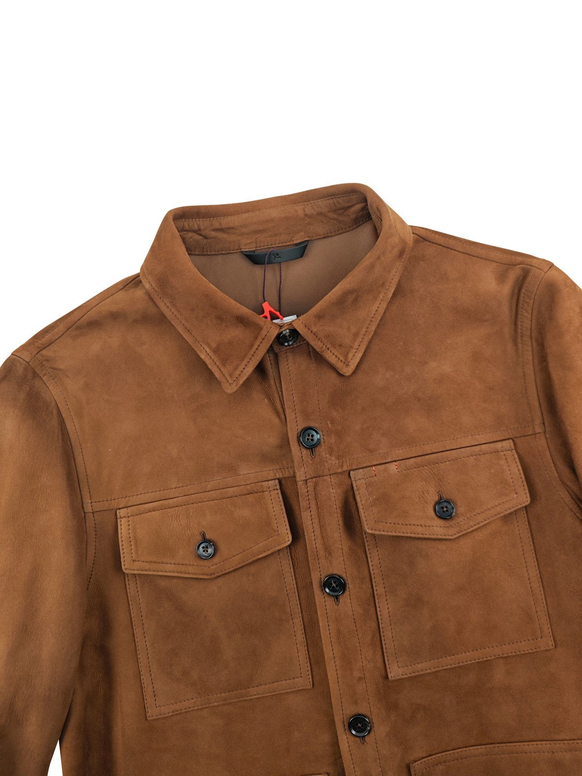 4200$ ISAIA NAPOLI Brown Overshirt Jacket Leather Suede Lambskin 40 US / 50 EU