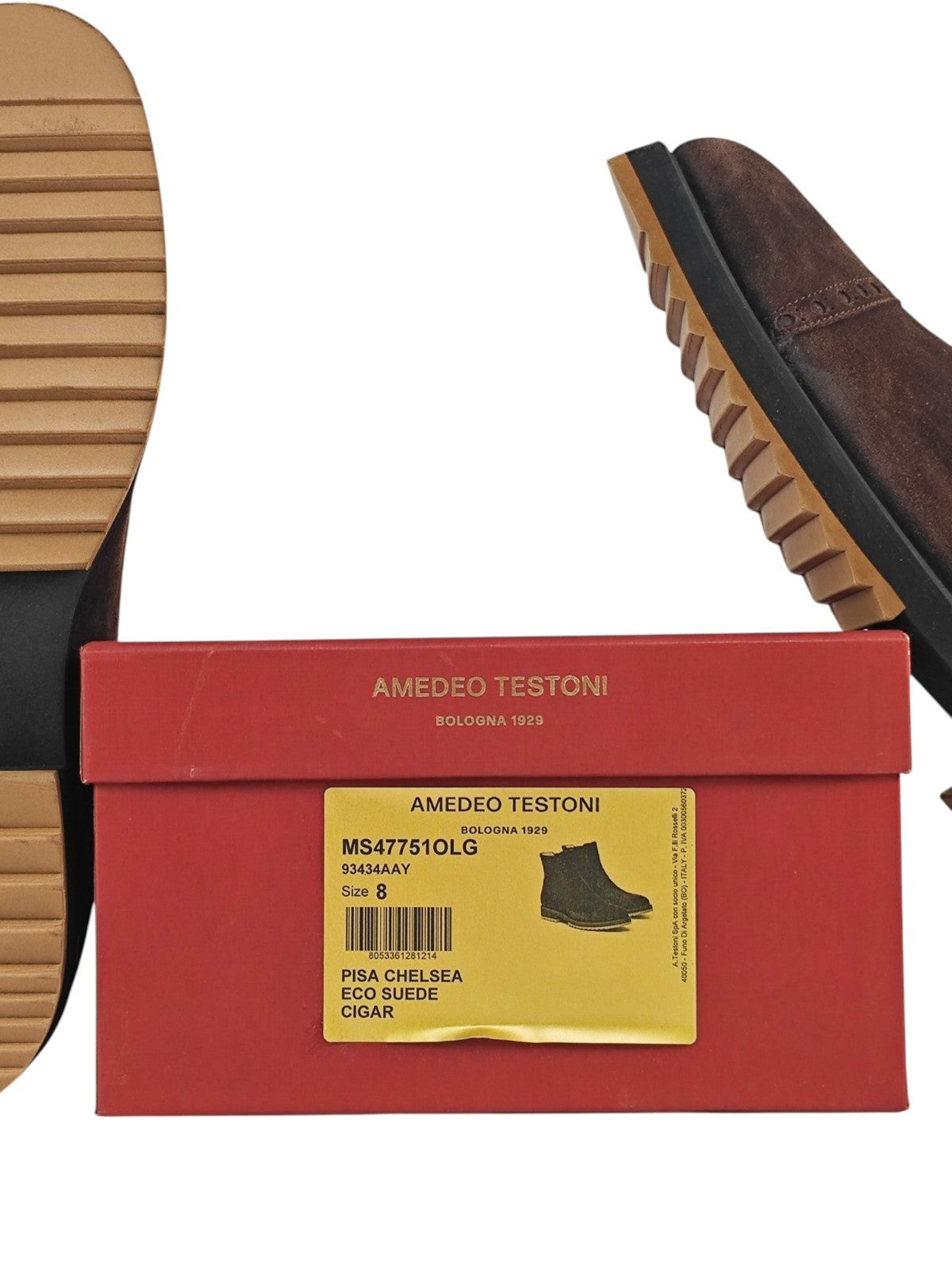 1350$ TESTONI "Pisa" Brown Chelsea Boot Shoes Eco Suede 8 UK / 9 US / 42 IT